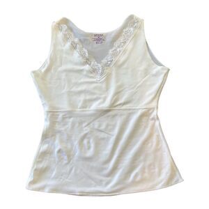 Spanx Top White Sleeveless Tank Shapewear Lace V Neck Stretch